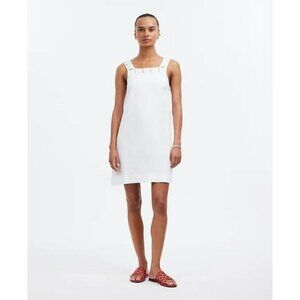 Madewell Womens Linen Embroidered Square Neck Tank Mini Dress Size 2‎ NWT Cruise